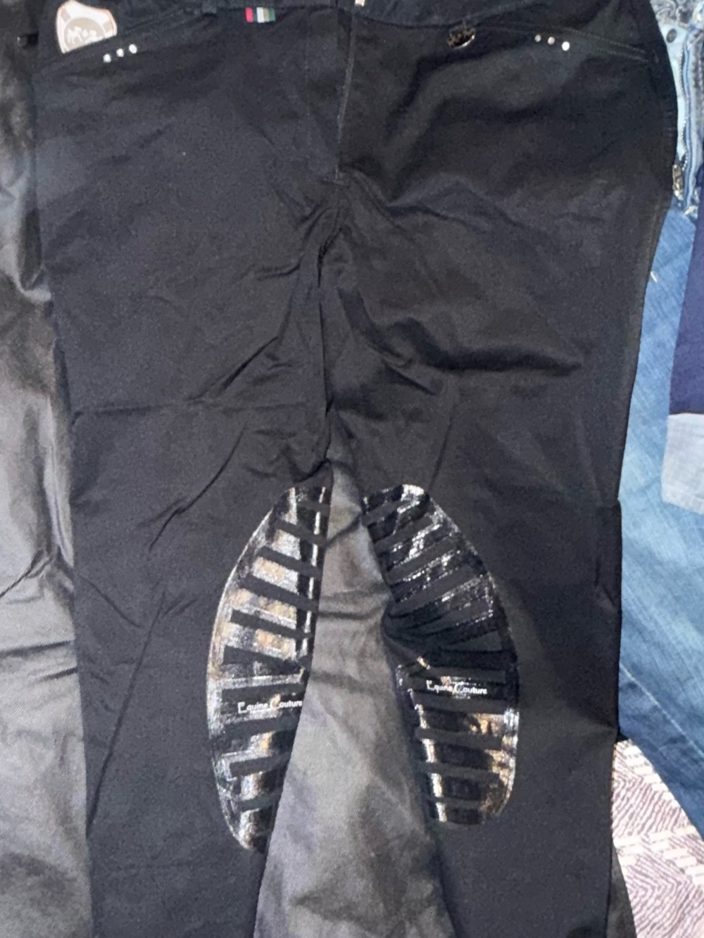 Black Women’s Leggings with Decorative Knee Panels